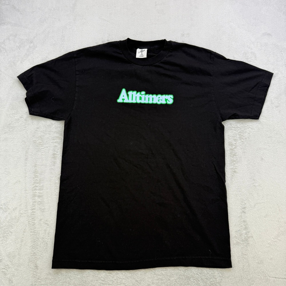 Alltimers T Shirt Mens Large Black Green Blue Bubble‎ Logo Skate Streetwear Tee
